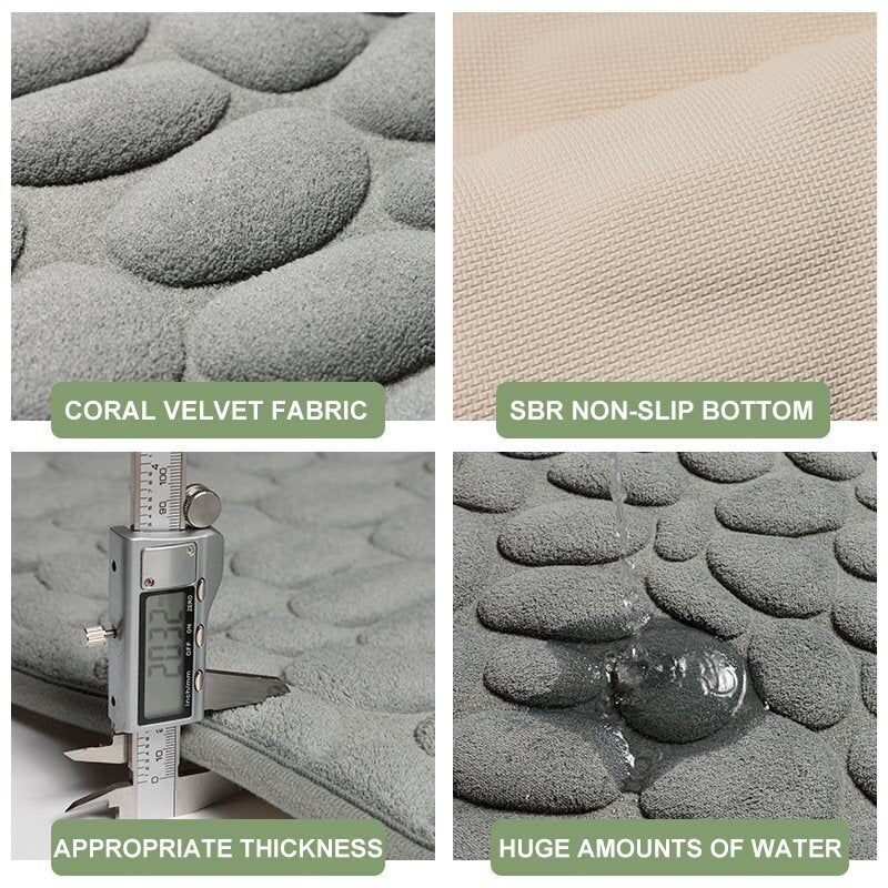 2024 New Arrival Cobblestone Embossed Bathroom Bath Mat