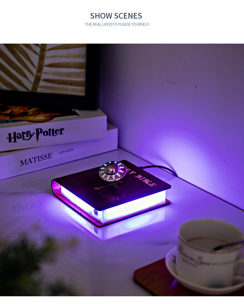 Magnetic levitation office desktop ornaments starry sky light cross creative gift