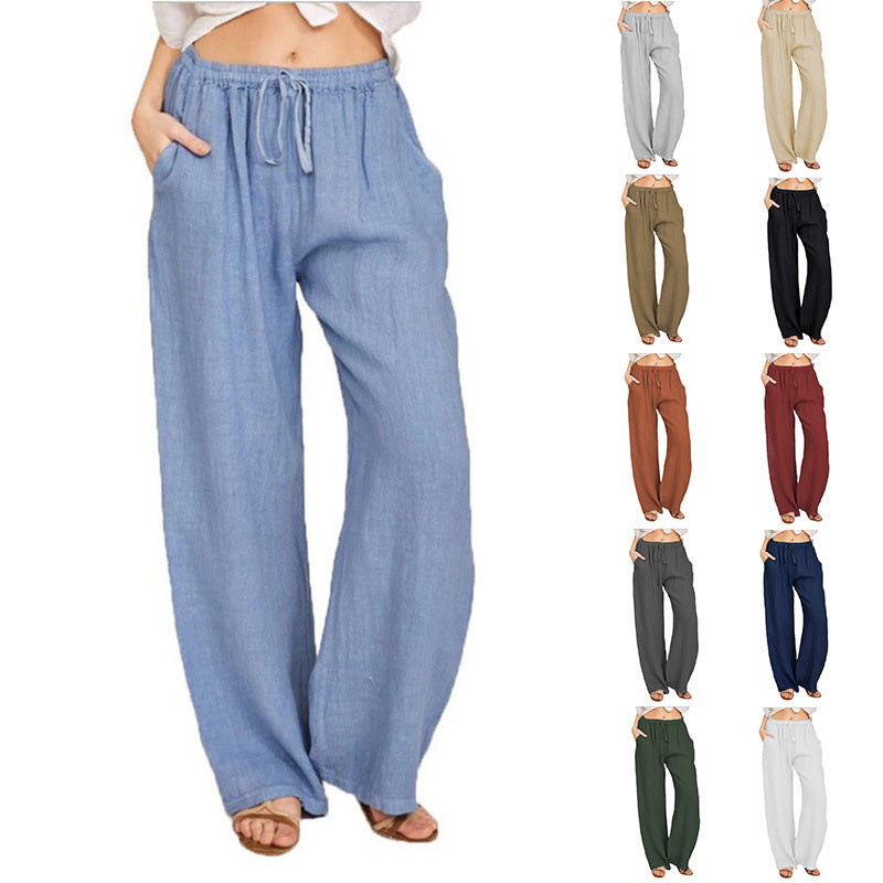 2024 new style loose cotton and linen casual trousers for women