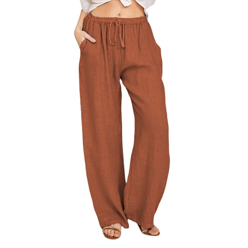 2024 new style loose cotton and linen casual trousers for women