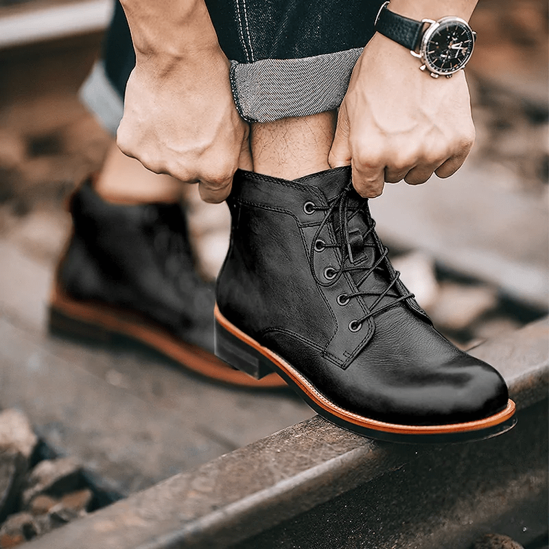 🔥Hot Sale🎉Mens Genuine Leather Waterproof Non-slip Arch Support Vintage  Boots