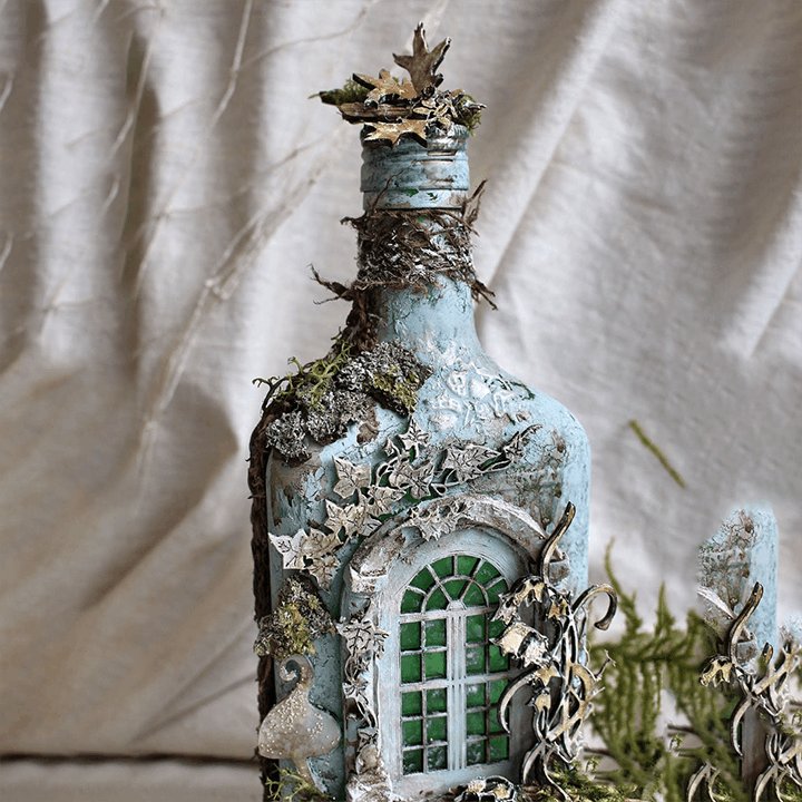 【Perfectly decorate your warm home】Altered Art Bottle - Mystical forest stories