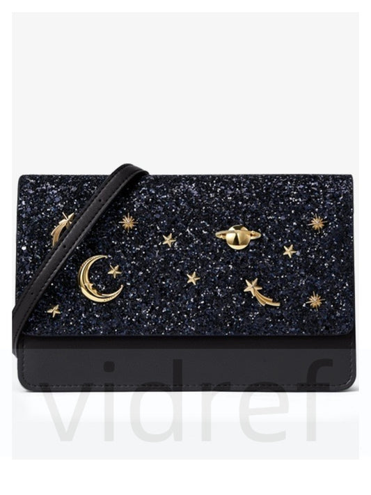 Niche genuine leather female starry sky high-end shoulder bag