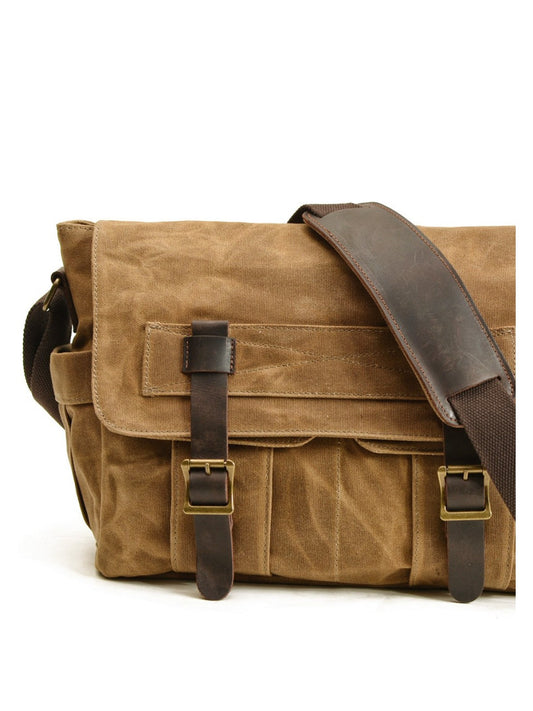 Canvas vintage men's shoulder bag（Khaki）