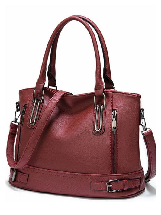 Cowhide handmade fashionable women's handbag（Red）