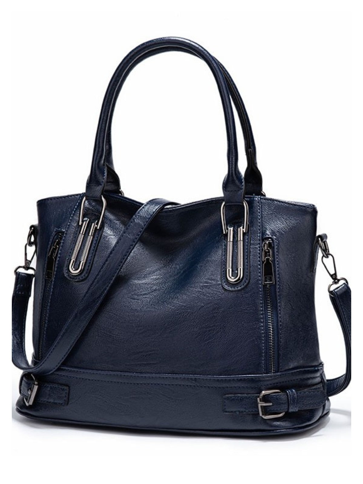 Cowhide handmade fashionable women's handbag（Blue）