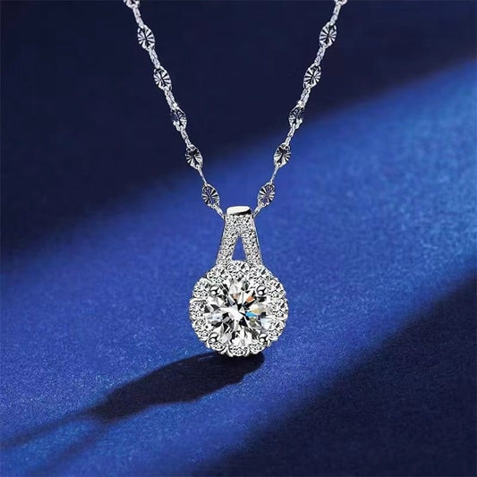 S925 Sterling Silver zircon Sunflower Pendant Necklace