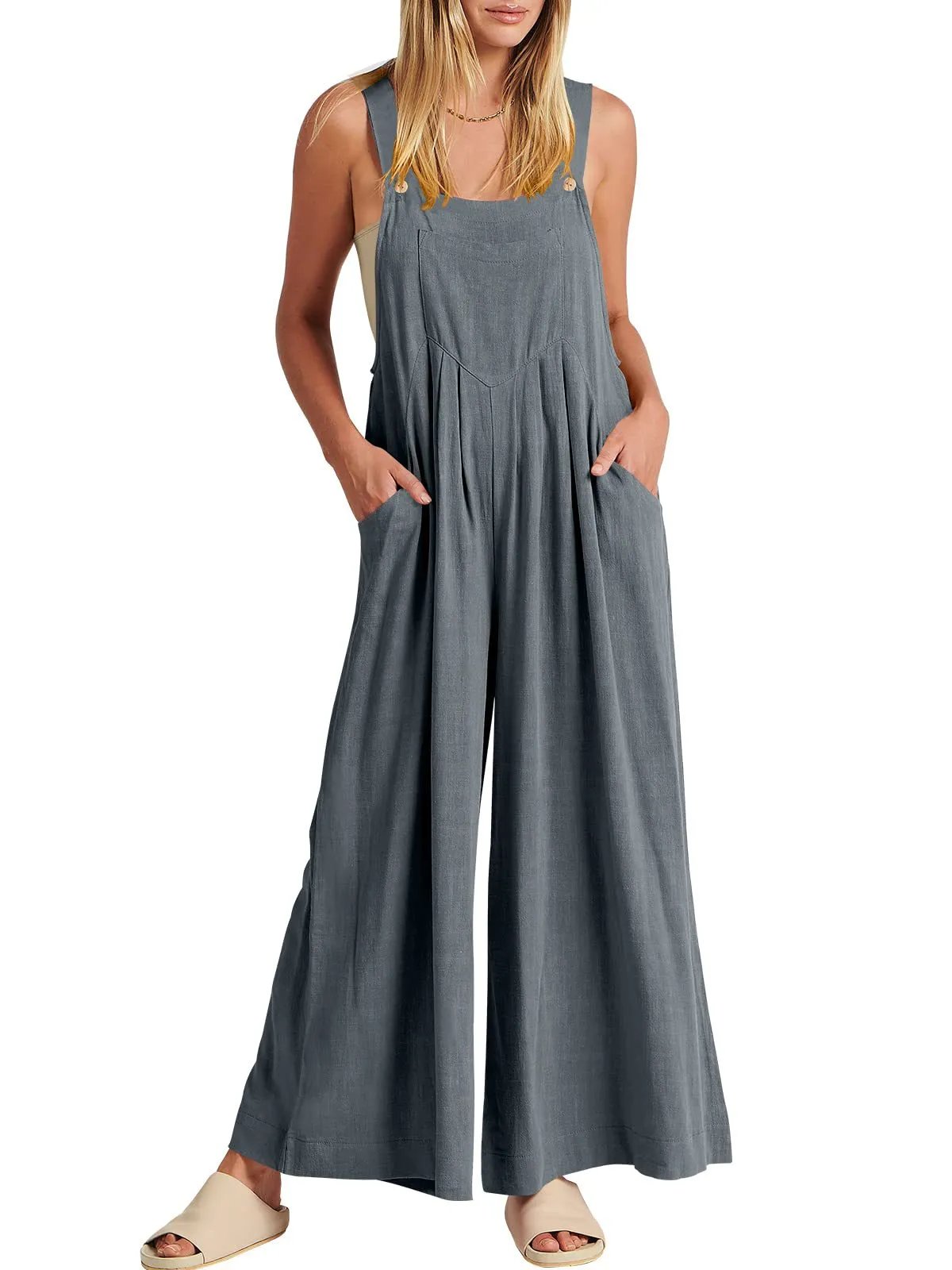 Plus Size Wide Leg Overalls Jumpsuit (Buy 2 Free Shipping)