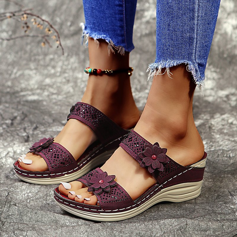 Women's Soft Footbed Orthopedic Arch-Support Floral Wedge Sandal