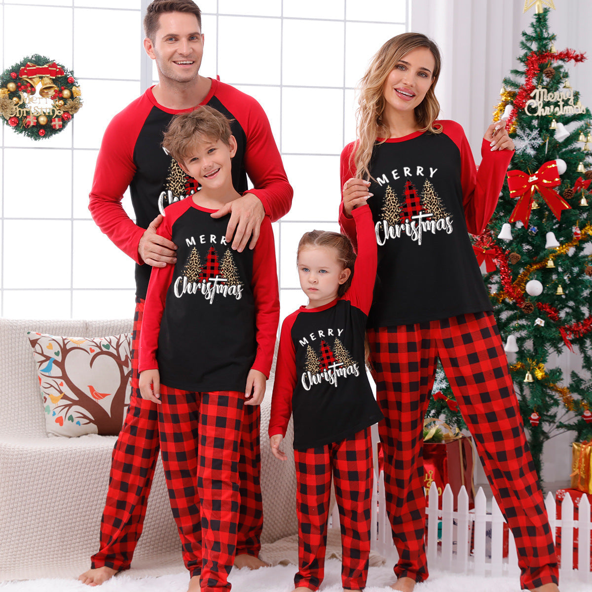 Christmas Elements Print Family Pajama Sets