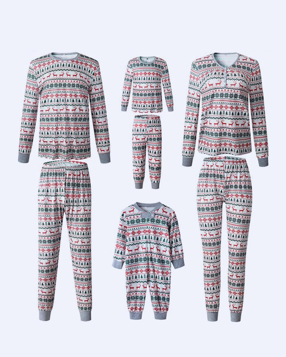 Christmas Deer Snowflake Print Pajamas