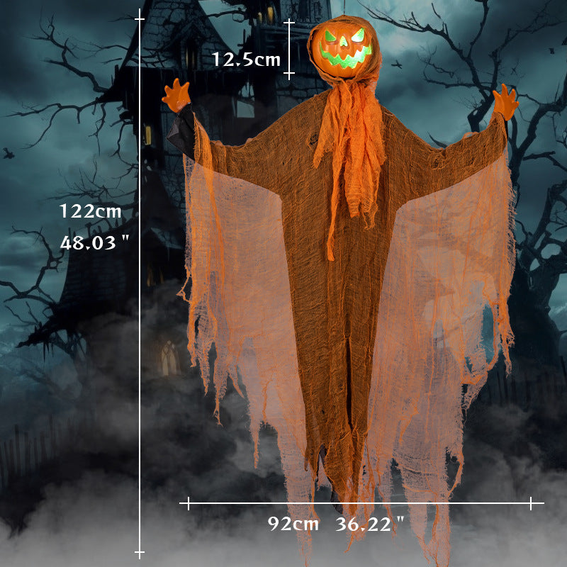 Halloween Pumpkin Party Decoration Hanging Prop with Green Light and Sound Effects