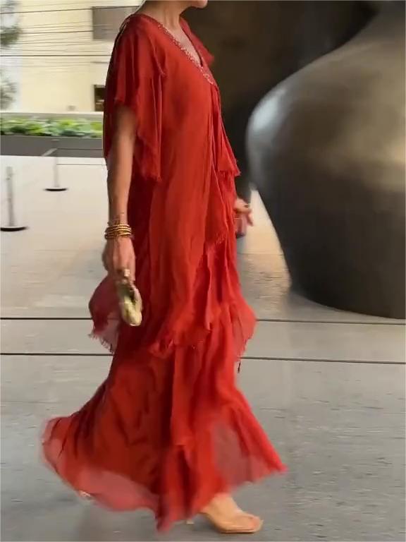 Last Day Promotion🔥Elegant V-neck Maxi Dress(BUY 2 FREE SHIPPING)