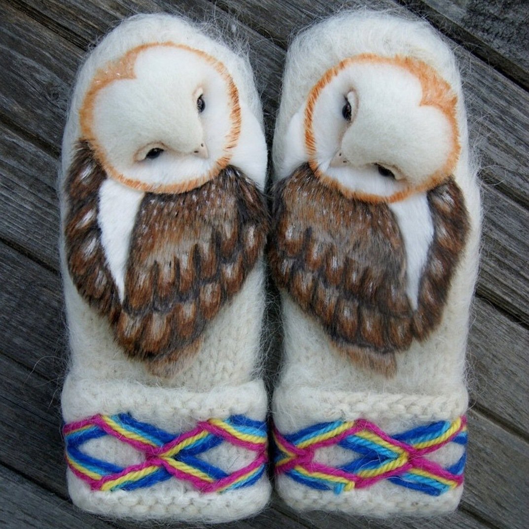 🔥Last day limited time offer 50% OFF🔥Hand Knitted Wool Nordic Mittens with Owls