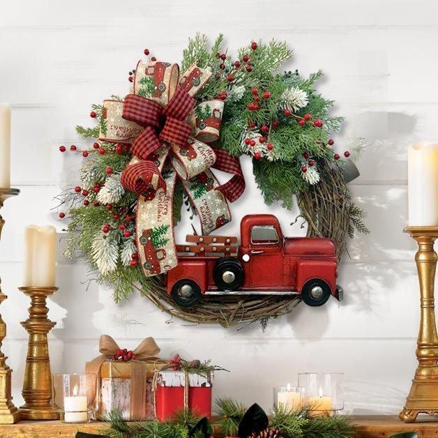 【Christmas best seller🎄】💥50% Off💥Red Truck Christmas Wreath