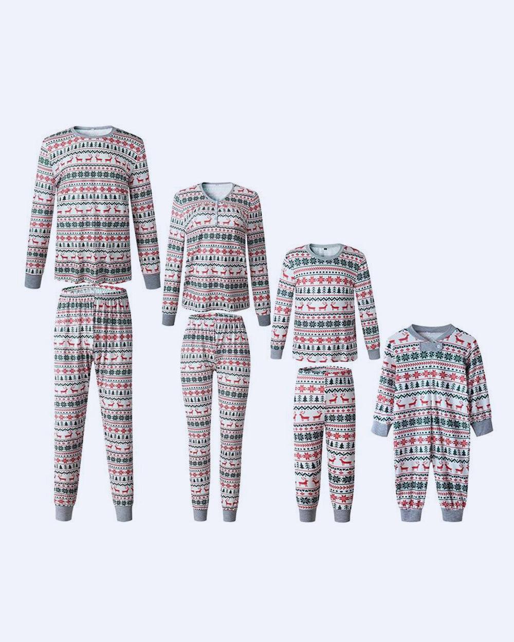 Christmas Deer Snowflake Print Pajamas