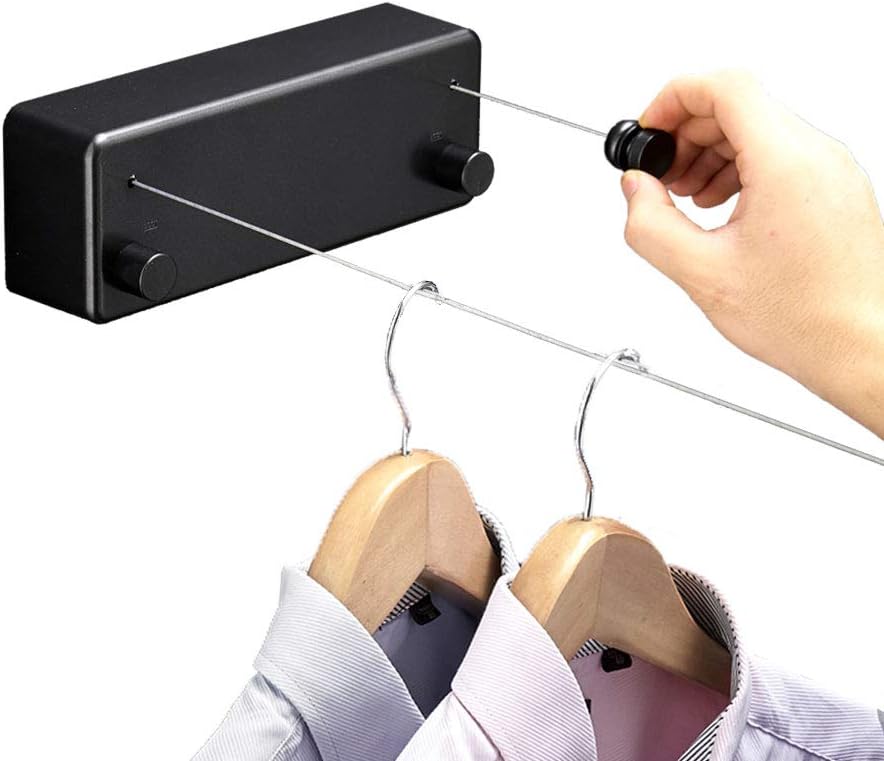 Retractable Clothesline Indoor Clothesline with Adjustable Stainless Steel Double Rope.