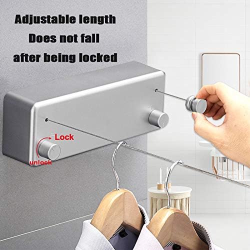 Retractable Clothesline Indoor Clothesline with Adjustable Stainless Steel Double Rope.