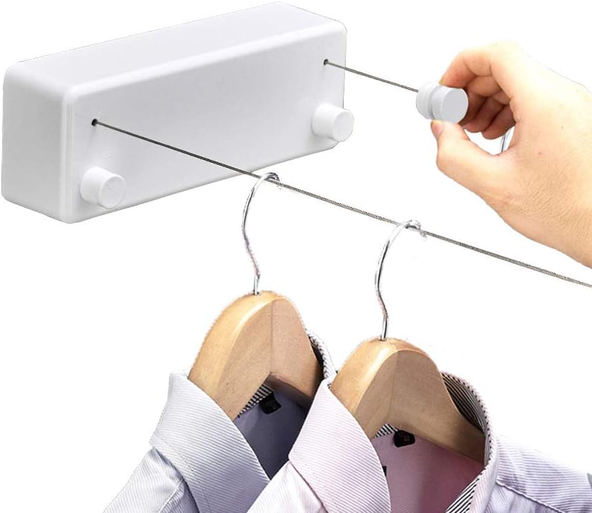 Retractable Clothesline Indoor Clothesline with Adjustable Stainless Steel Double Rope.