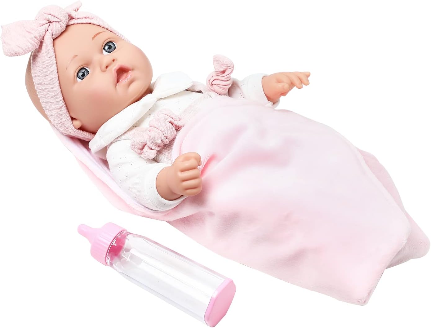 12" baby doll comes with microfiber blanket and bottle