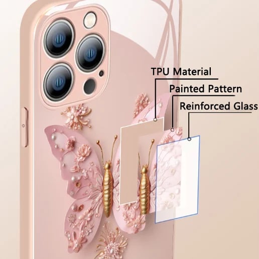 🔥 Flat 3D Butterfly Pattern Glass Cover Compatible with iPhone