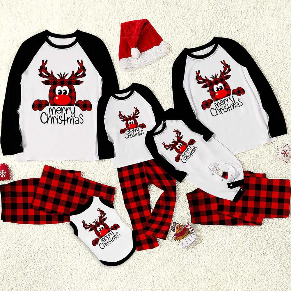 Reindeer Red Plaid Christmas Family Pajamas