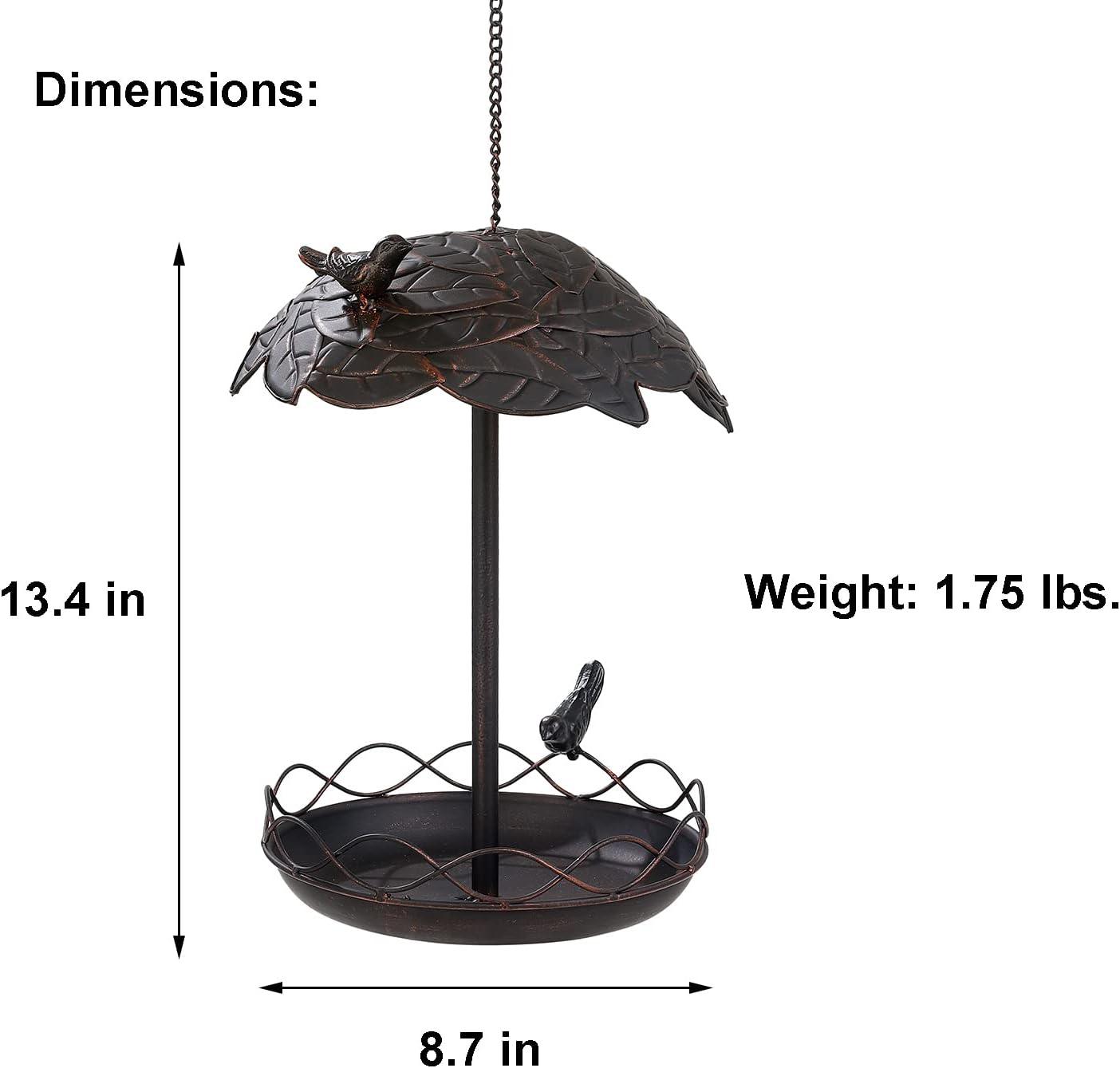 Metal bird feeder is used for outdoor suspension