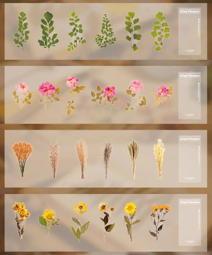 Large size dried flower sticker set