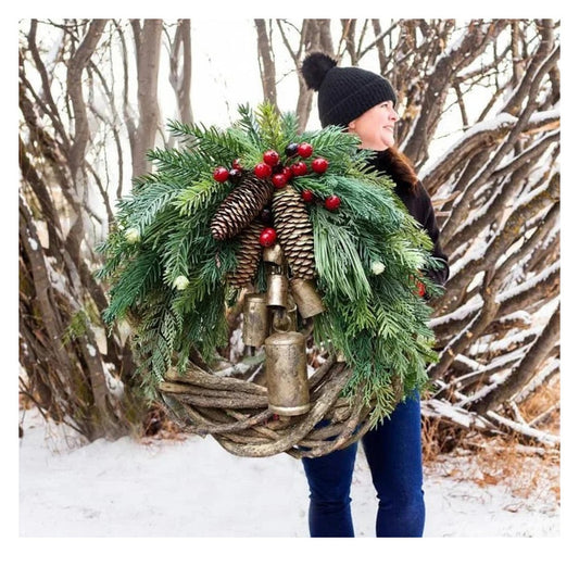 🔥Early Christmas Sale🍭 Farmhouse Christmas Wreath, Boho Wreath, Holiday Wreath