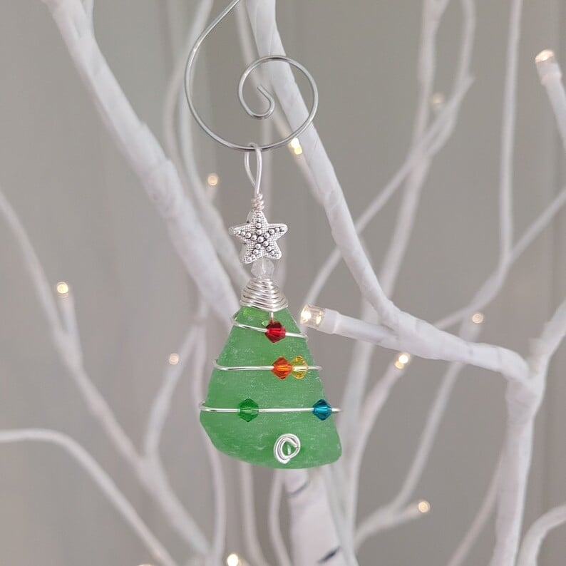 🔥Last Day 49% OFF-Sea Glass Christmas Tree Ornament🎄