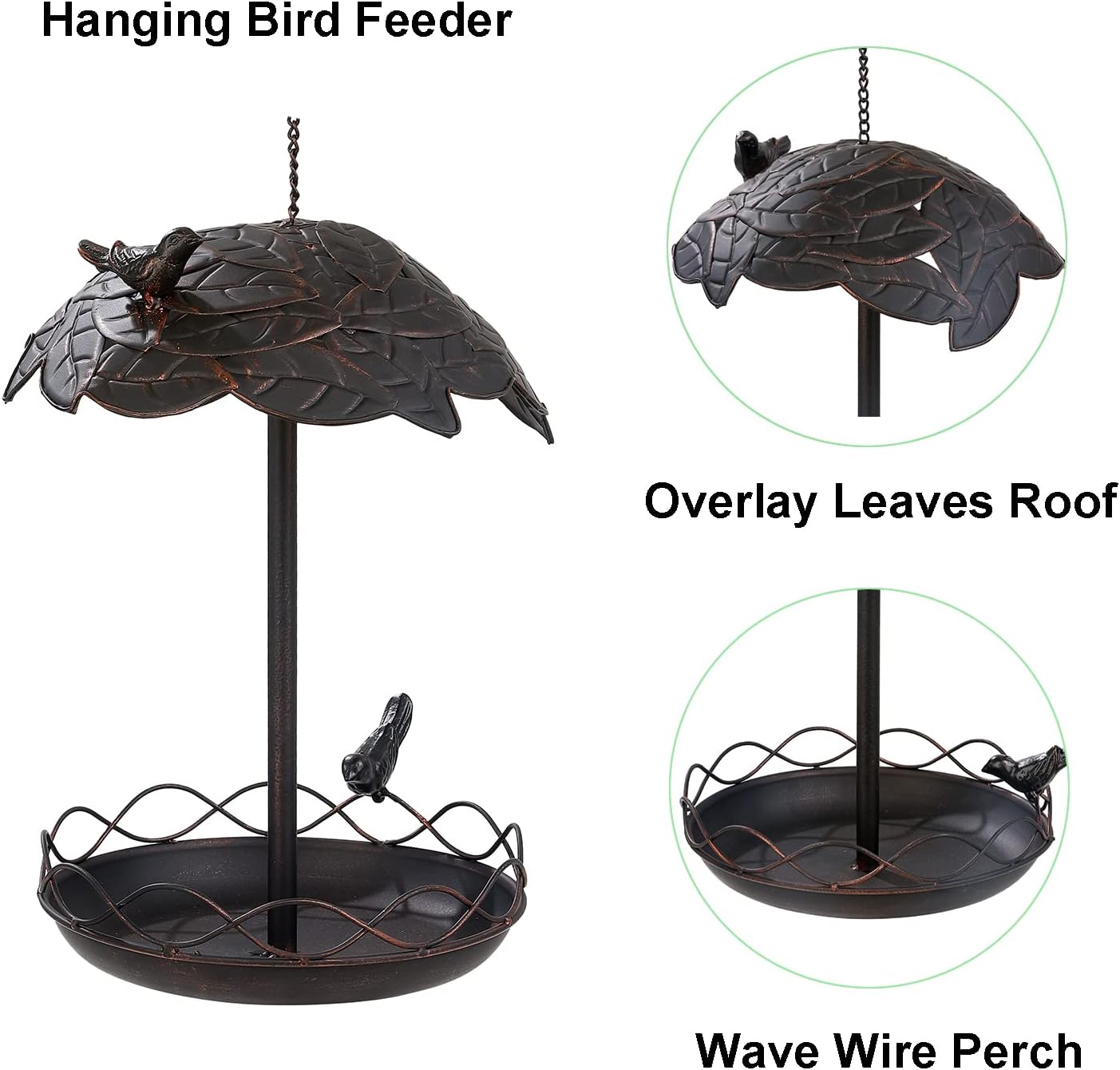 Metal bird feeder is used for outdoor suspension