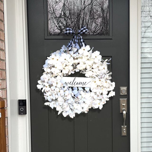 [50% Sale🔥] Buffalo Plaid & White Dogwood Fresh Wreath