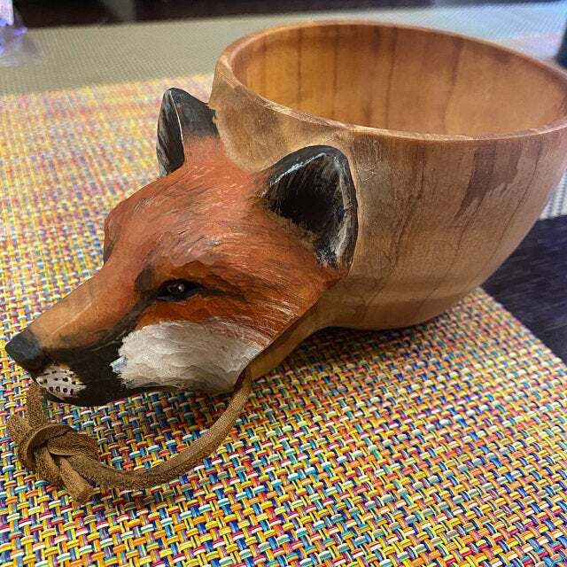 Hand Carved Wooden Mug