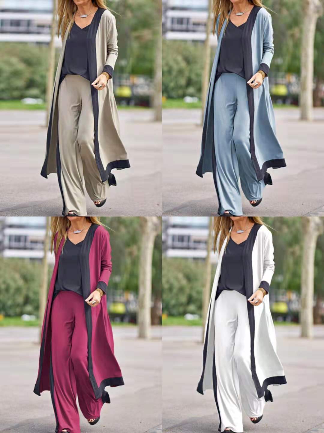 🔥 Stylish Casual Womenswear 💖 3 Piece Set (Soft Vest, Long Sleeve Cardigan Top + High Waisted Pants)