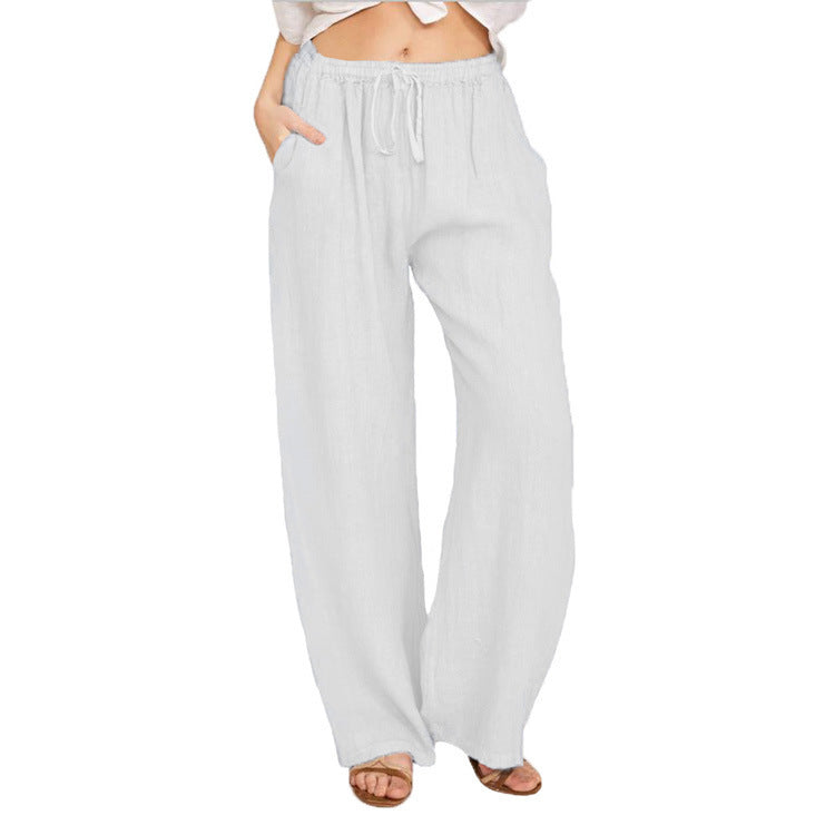 2024 new style loose cotton and linen casual trousers for women