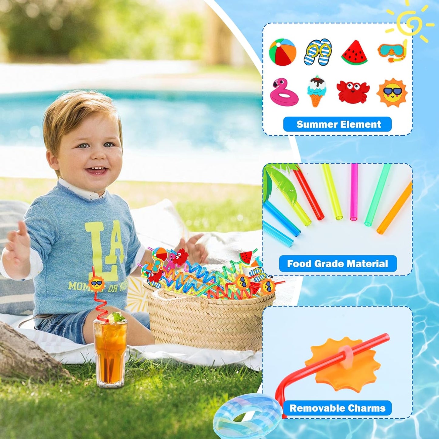 Pool Party Decorative Straws