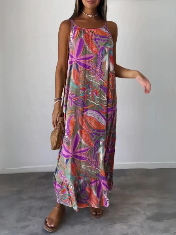 Printed Sleeveless Long Dress