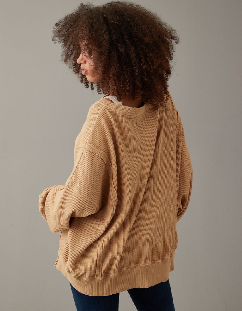 Oversized Big Hug Waffle Sweatshirt - Buy two and get free shipping!