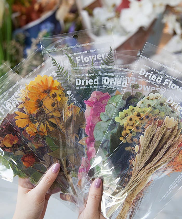 Large size dried flower sticker set