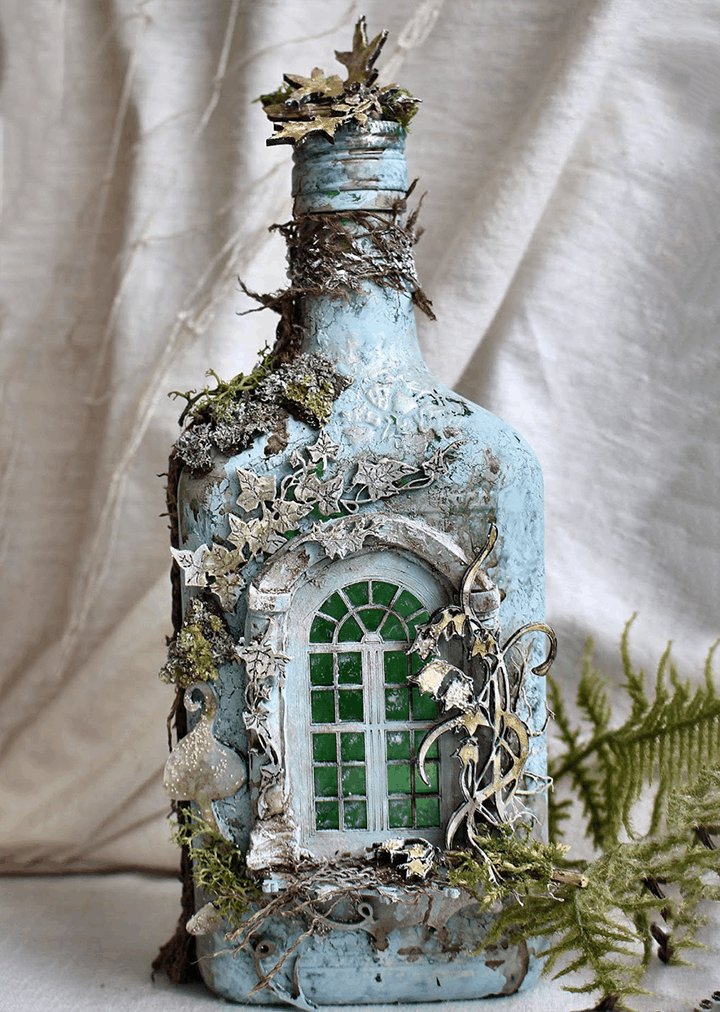 【Perfectly decorate your warm home】Altered Art Bottle - Mystical forest stories