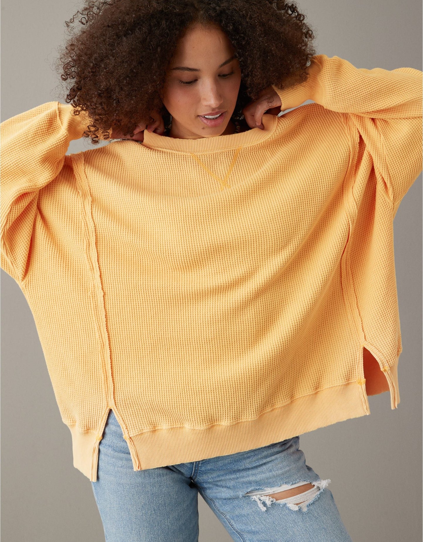 Oversized Big Hug Waffle Sweatshirt - Buy two and get free shipping!