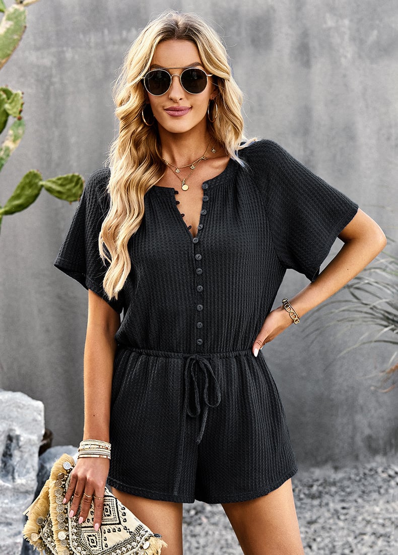 V-neck Drawstring Jumpsuit-BUY 2 FREE SHIPPING