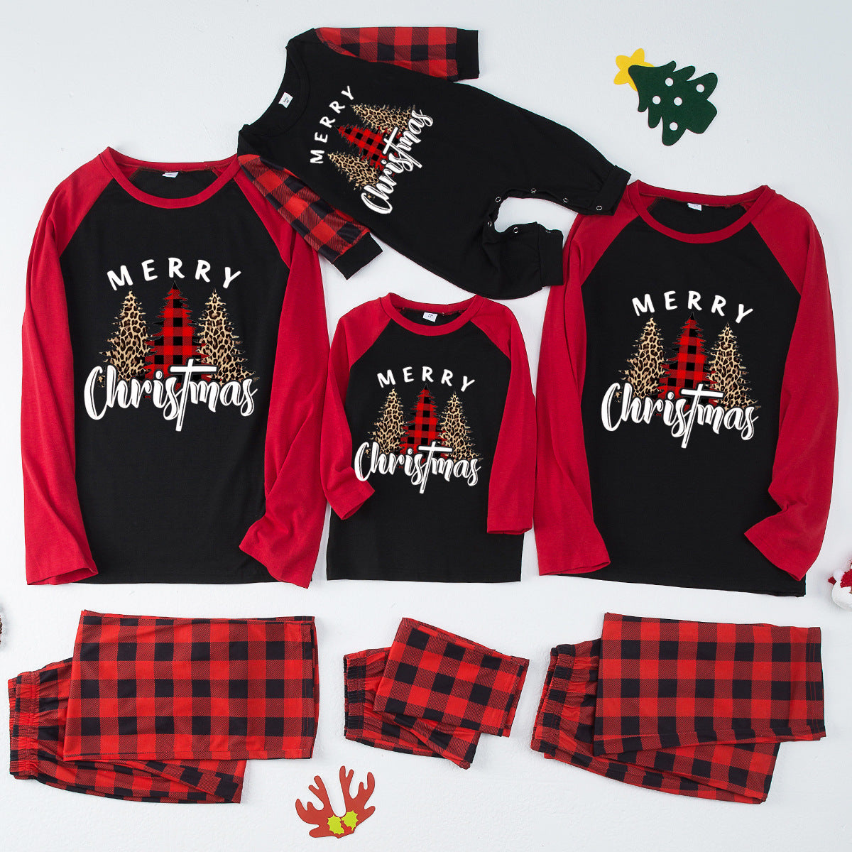 Christmas Elements Print Family Pajama Sets