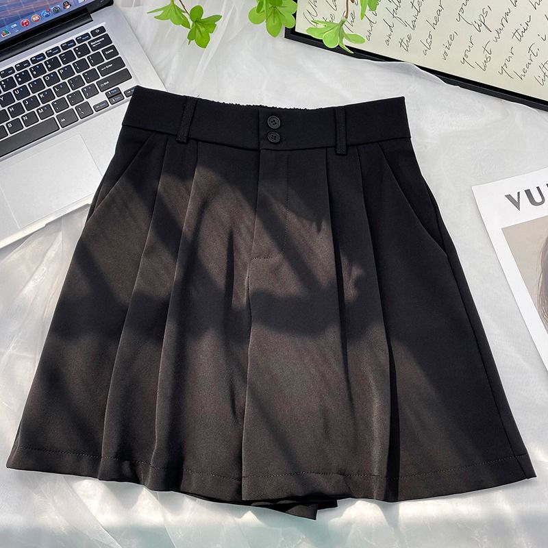 High waist ice silk suit shorts