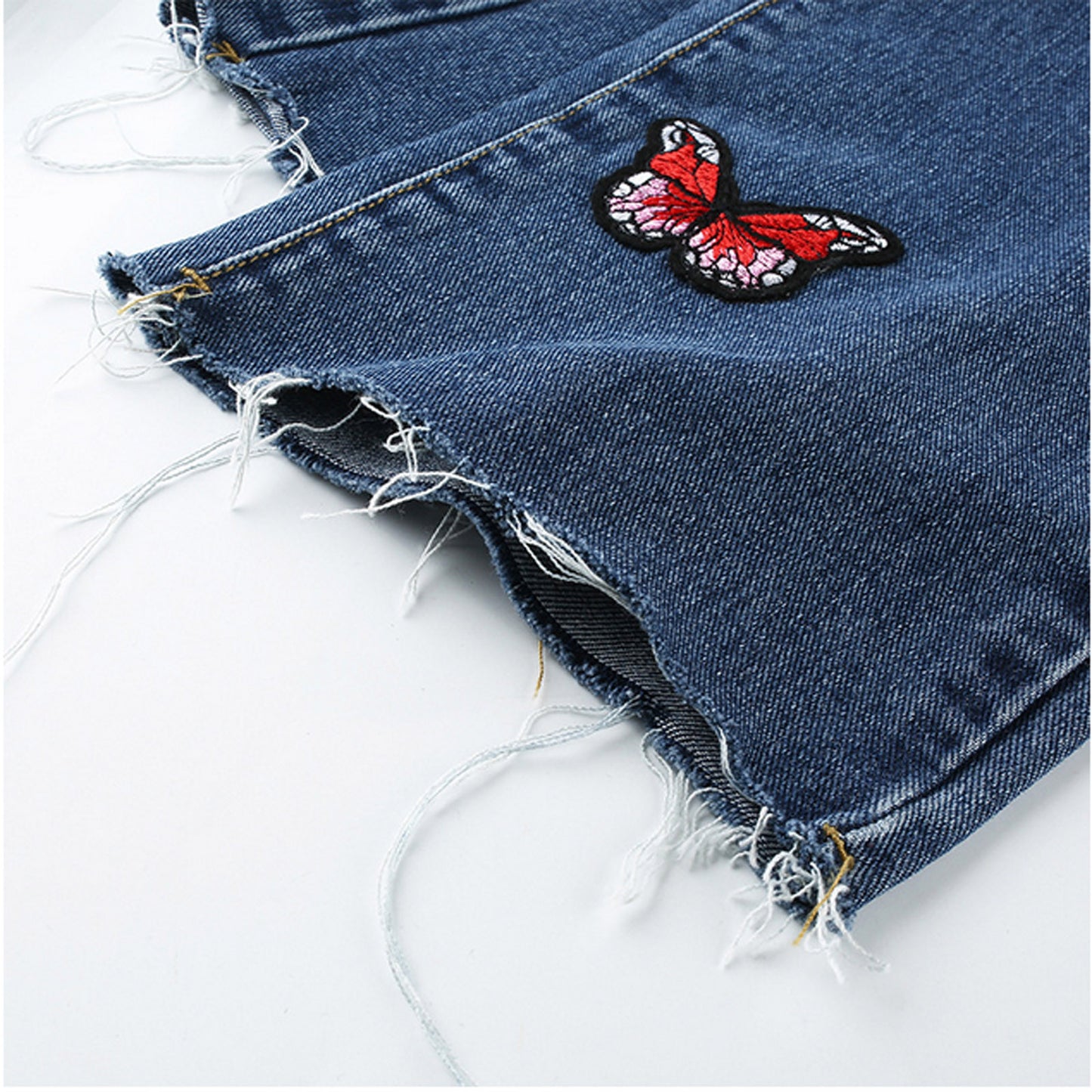 Butterfly Embroidery Wide Leg Jeans