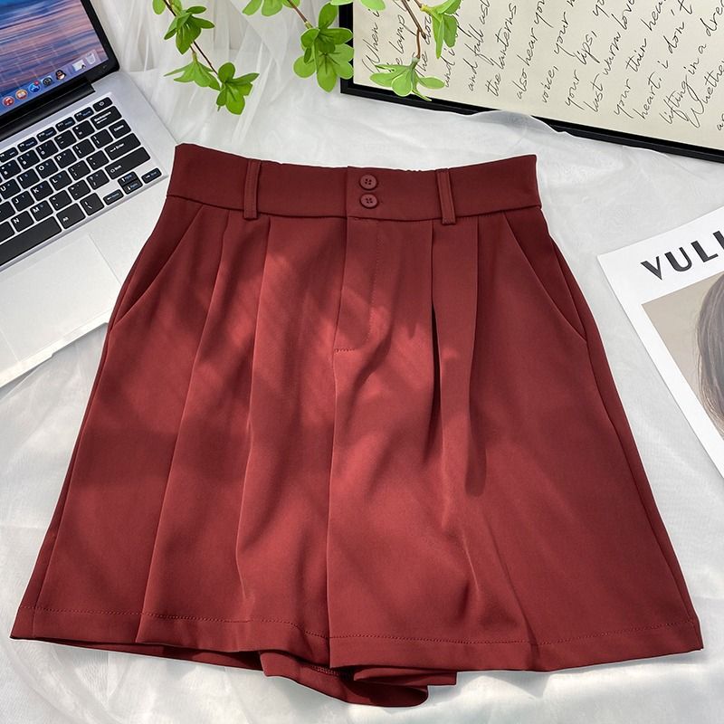 High waist ice silk suit shorts