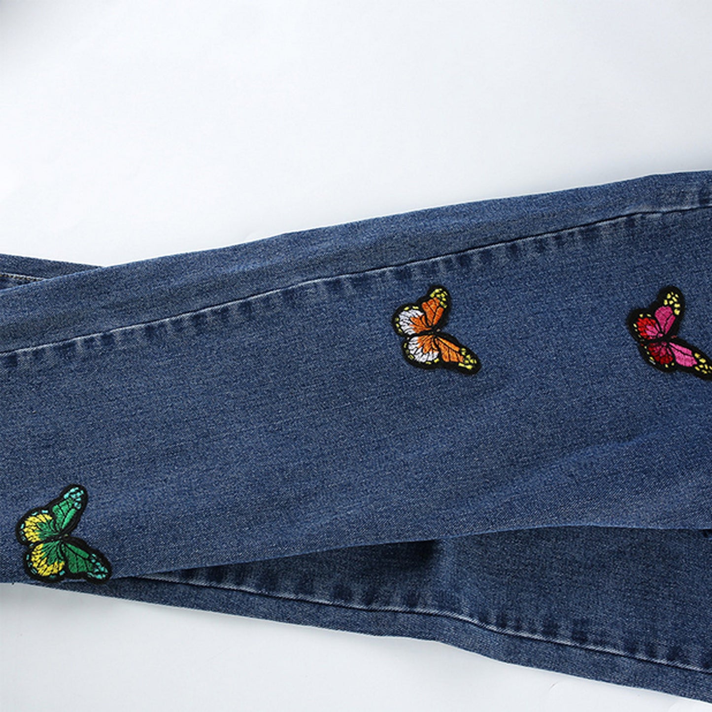 Butterfly Embroidery Wide Leg Jeans