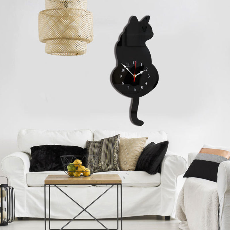 Nordic Cat Wagging Tail Wall Clock