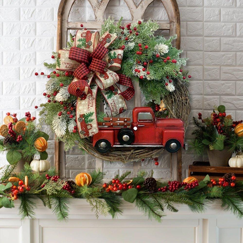 【Christmas best seller🎄】💥50% Off💥Red Truck Christmas Wreath