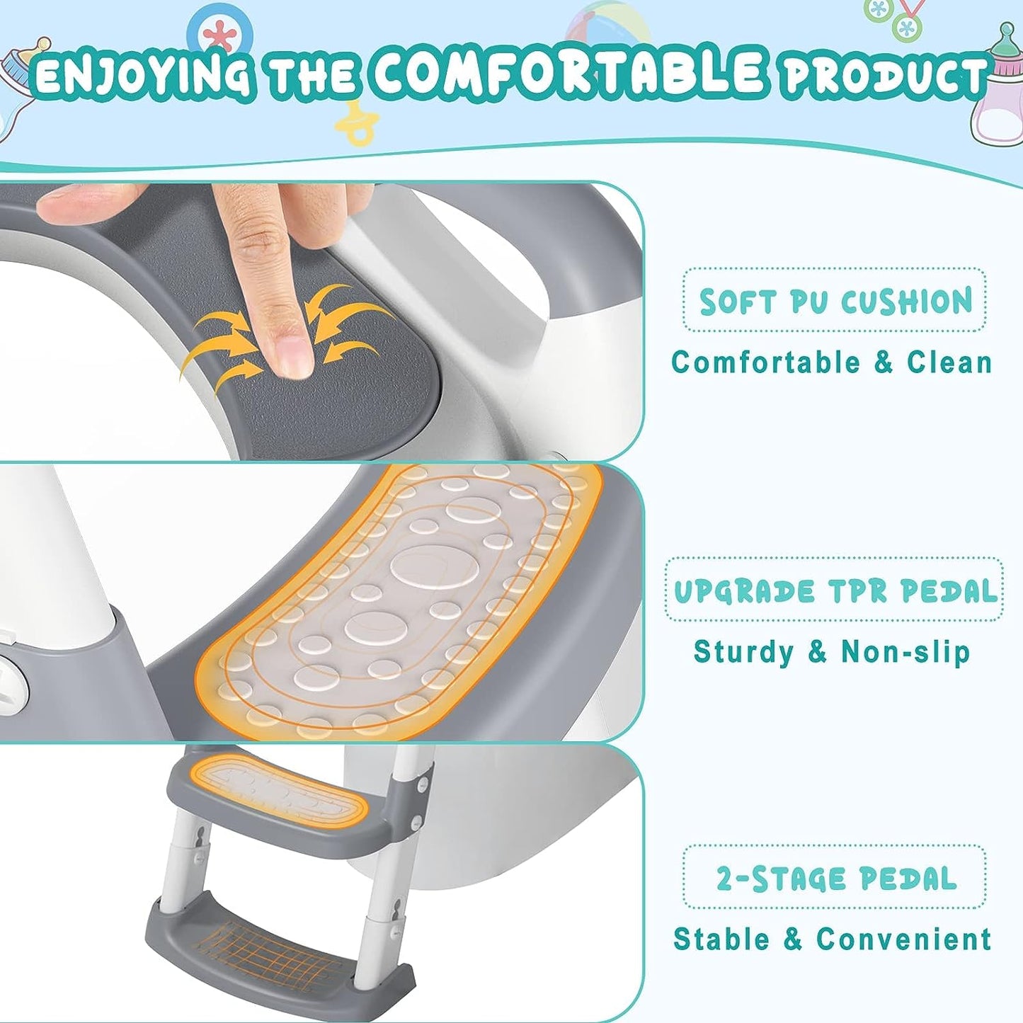 2024 New Potty Training Toilet Seat for Kids With Step Stool Ladder